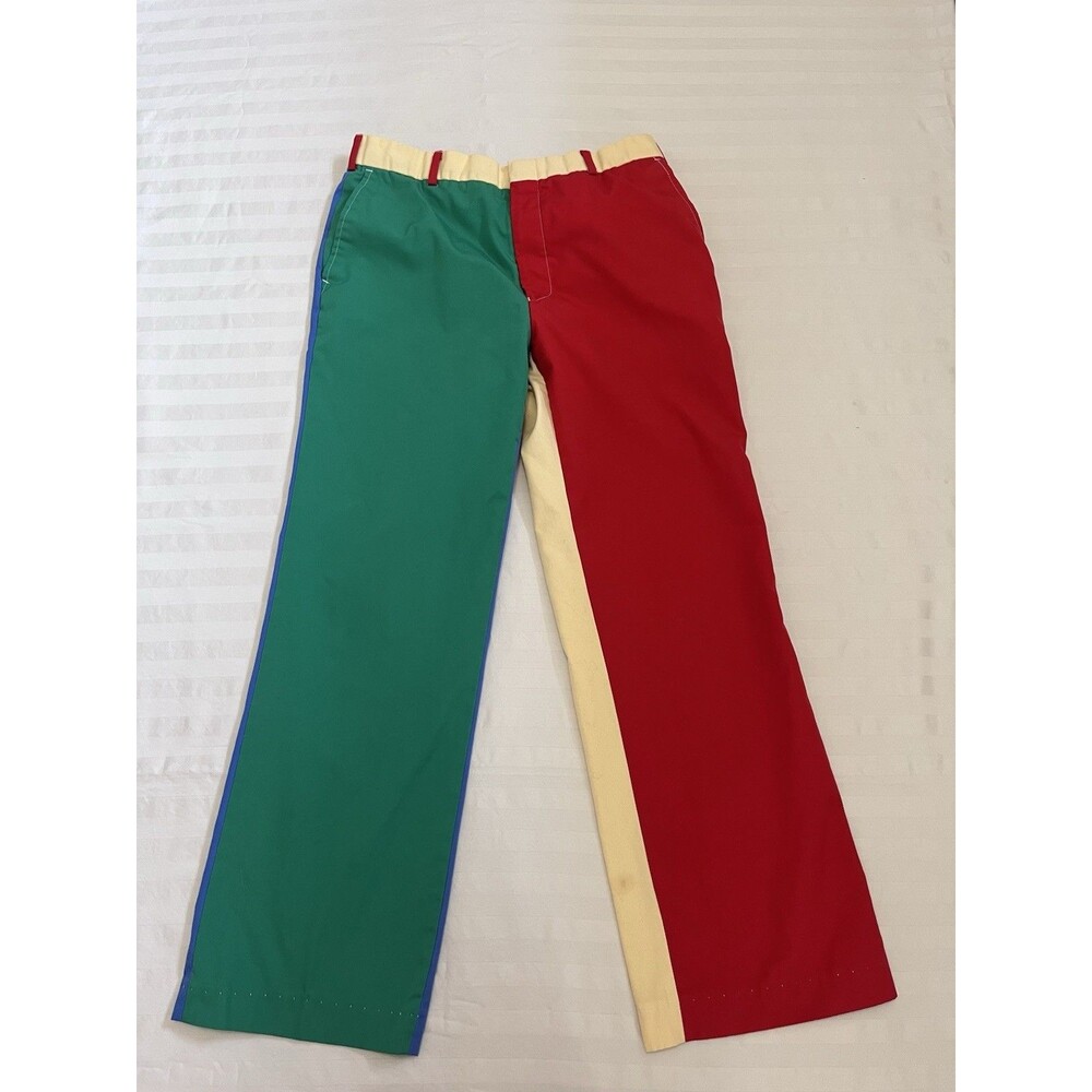 Vtg 80s Gant Colorblock Trouser Pants Mens 34x32 Green Red Retro Clowncore Prep